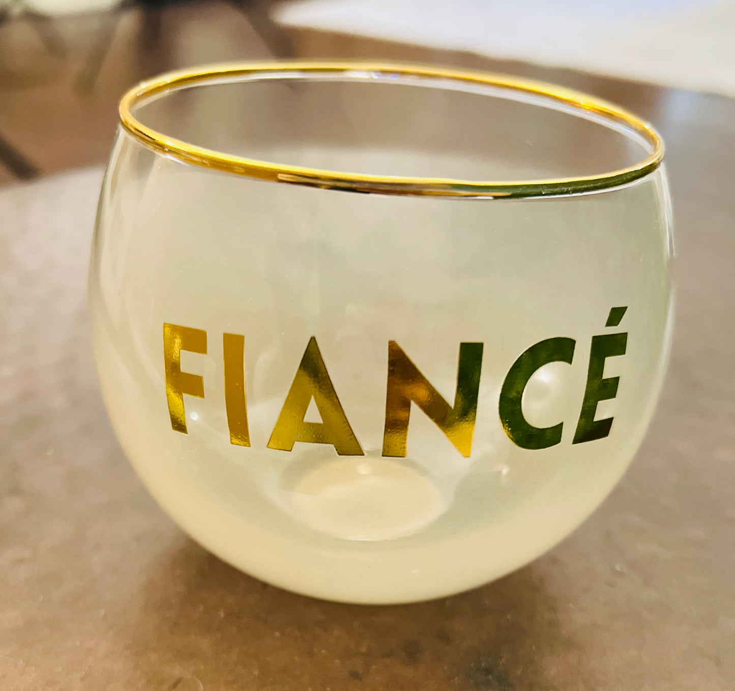 "Fiance" Stemless Wine Glass