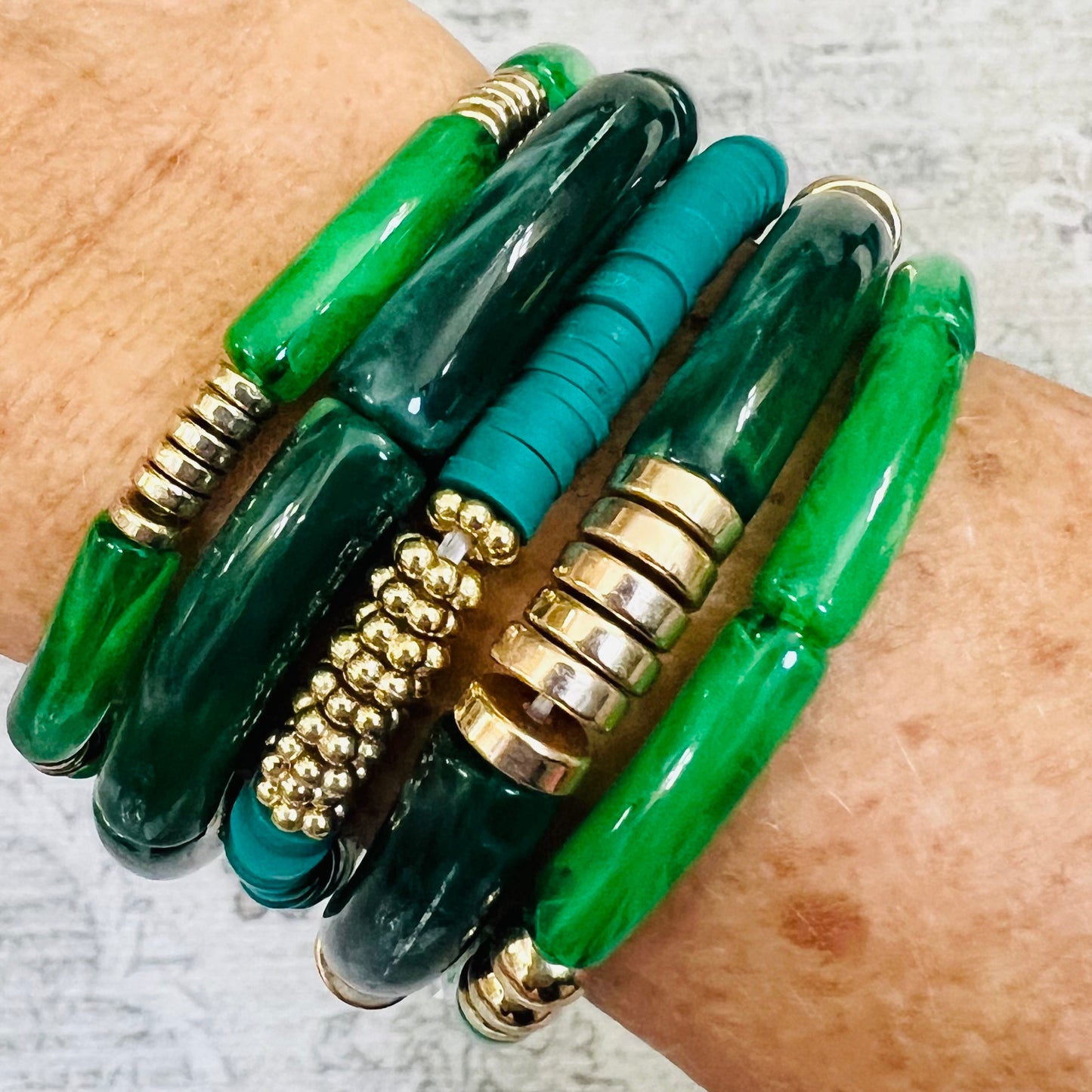 Jade Green Bracelet Stack