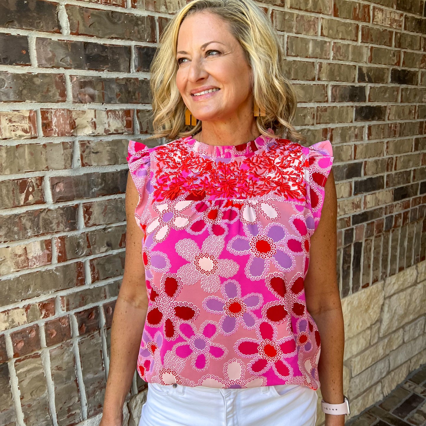 Charlotte Embroidered Floral Print Top