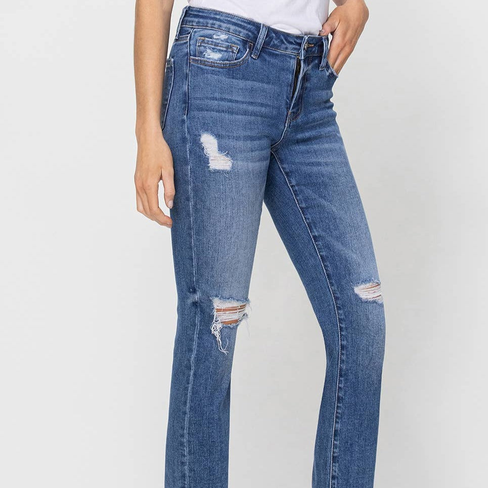 Carlene Mid Rise Crop Slim Straight Jean
