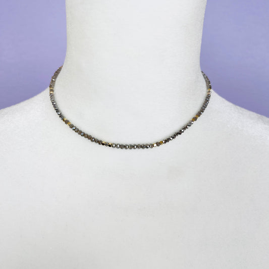 Beaded Choker Necklace (Graphite)