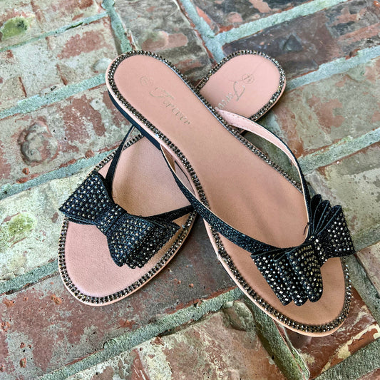 Fannie Jeweled Bow Sandals