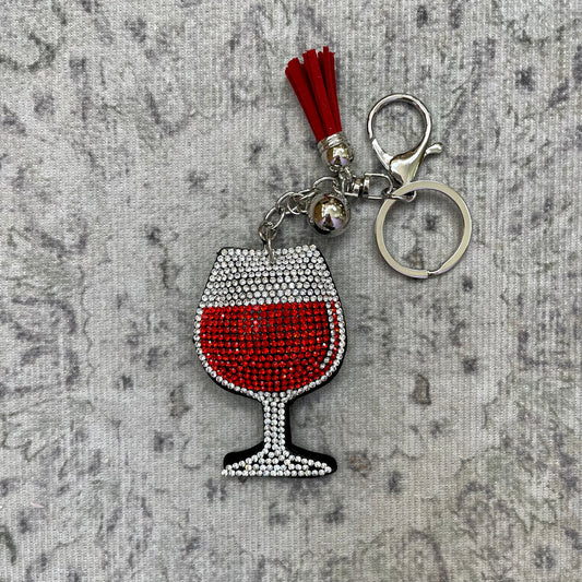 Crystal Beaded Keychain (Wine Glass)