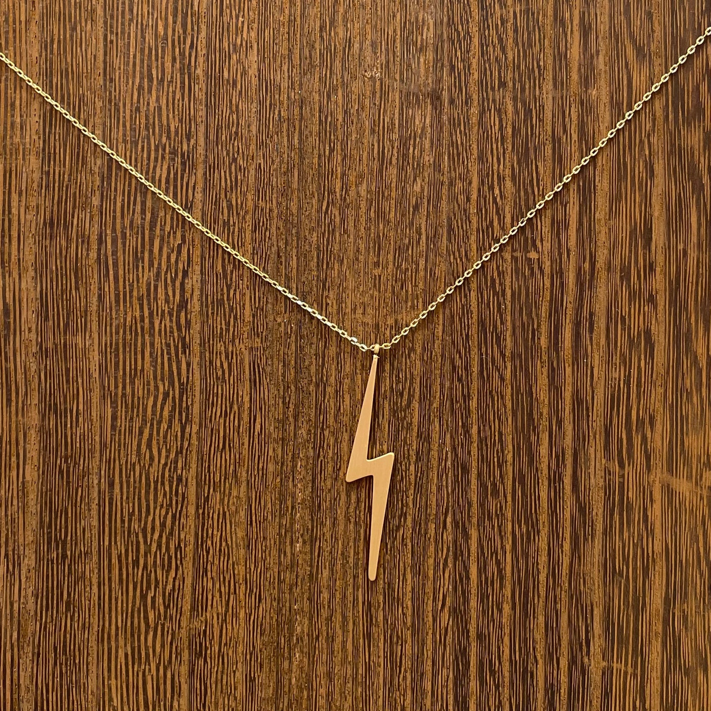 Large Gold Lightning Bolt Necklace