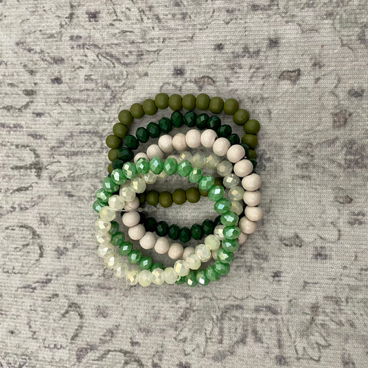 Green Beaded Bracelet Stack