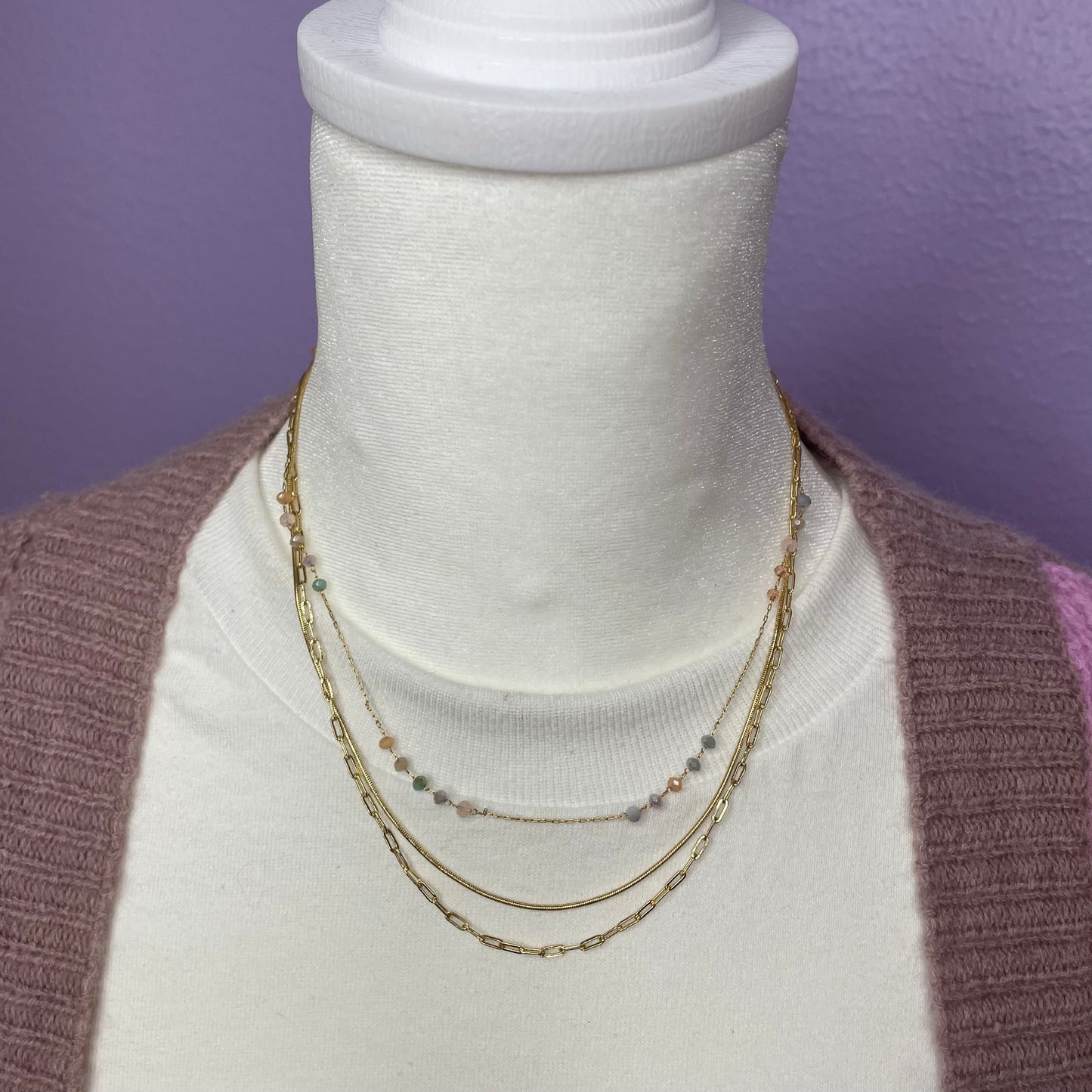 Layered Gold Bead Necklace (multi)
