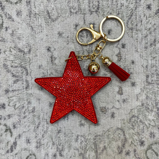 Crystal Beaded Keychain (Red Star)